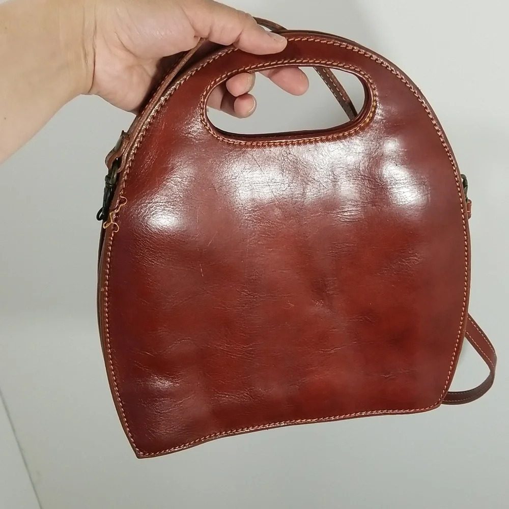{Floto} Vintage 90s Leather Pietrini Satchel Crossbody Bag
